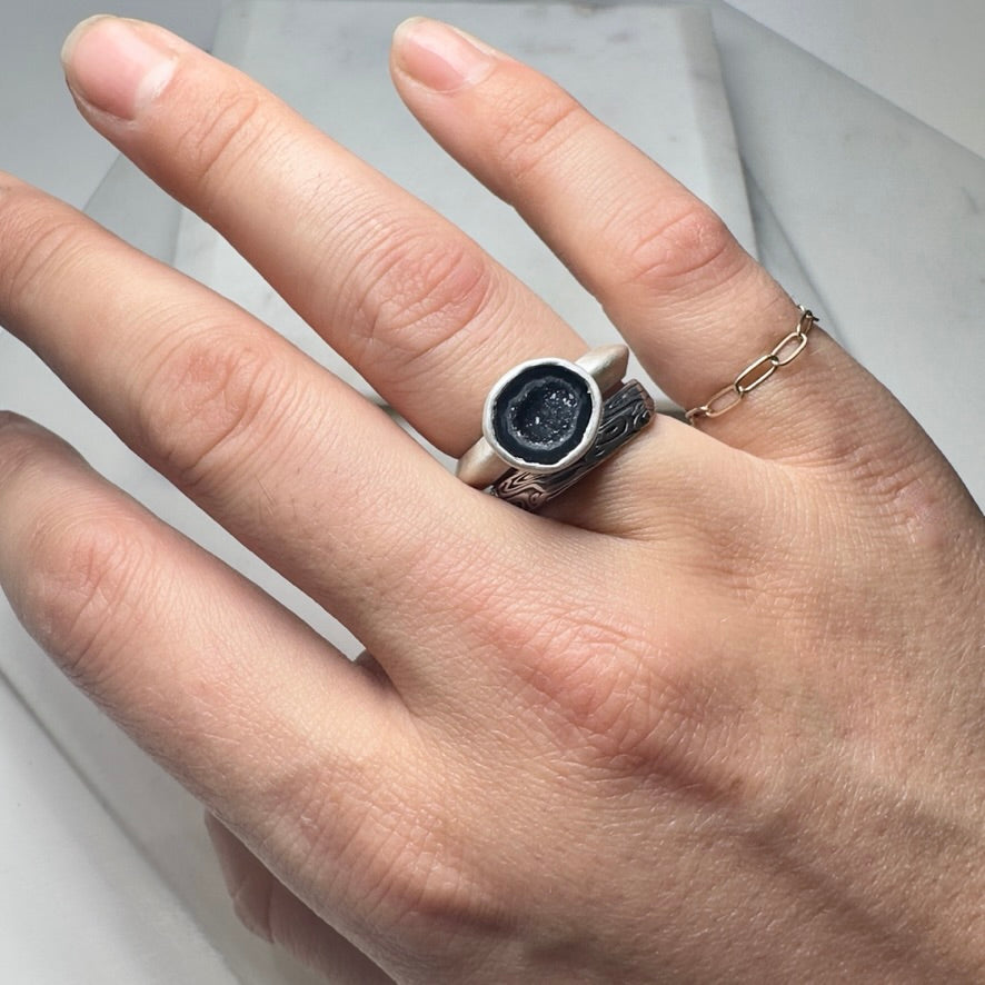 Black Geode Ring