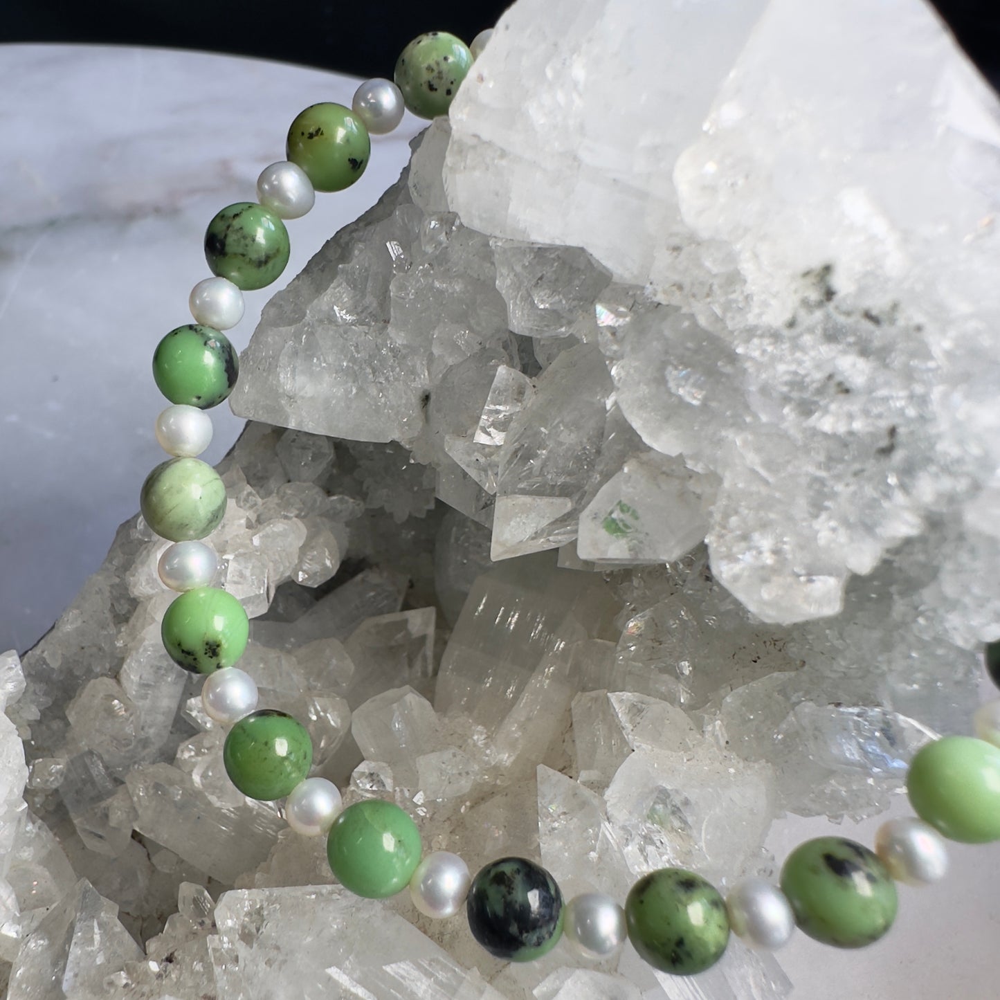 Chrysoprase + Pearl Bracelet