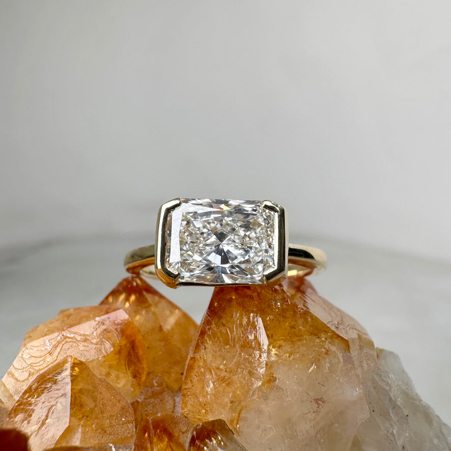 East West Radiant Diamond Ring | 14k Yellow Gold