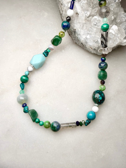 Mosaic Beaded Necklace | Sterling Silver
