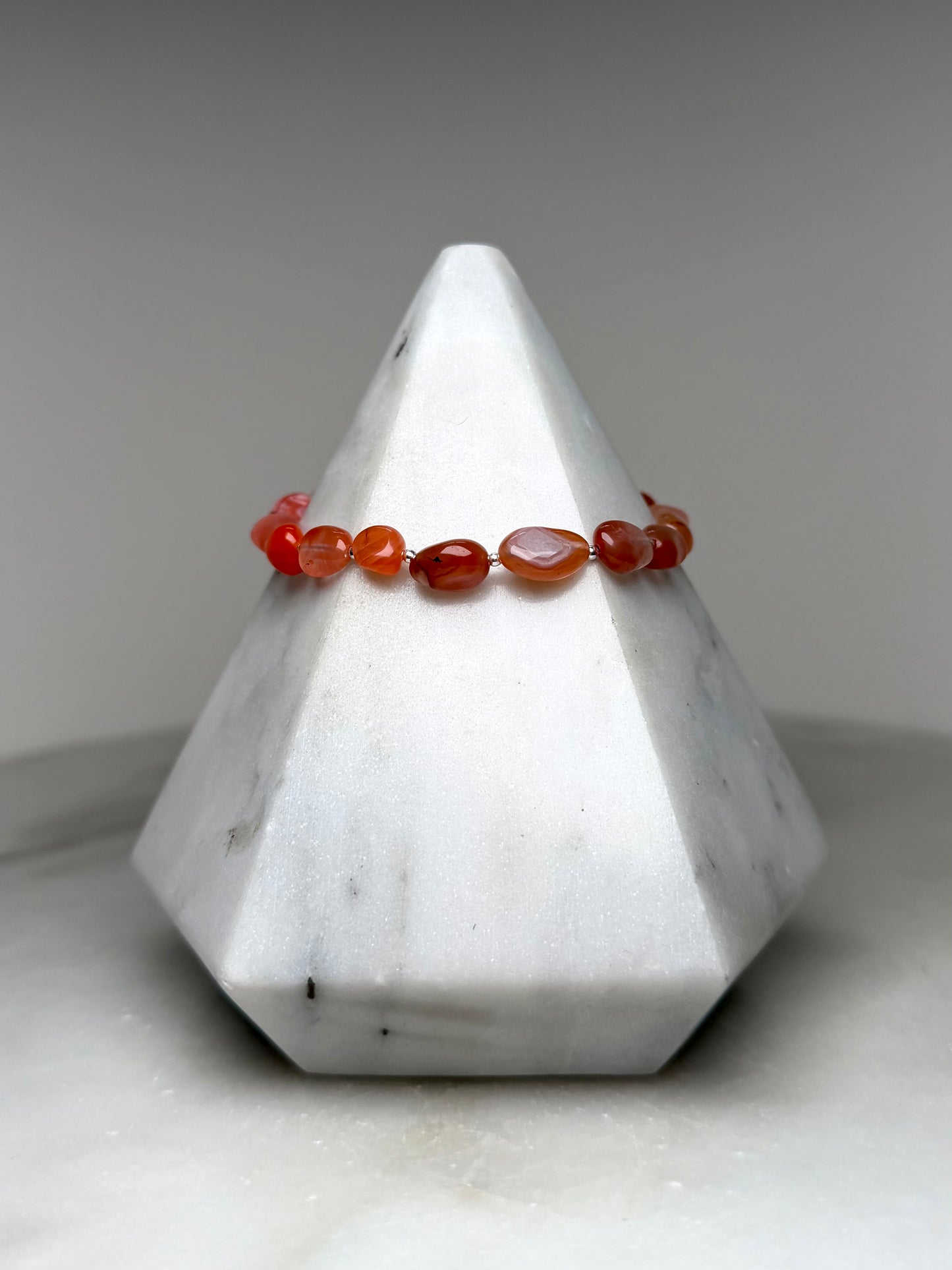 Orange Agate Pebble Bracelet | Sterling Silver