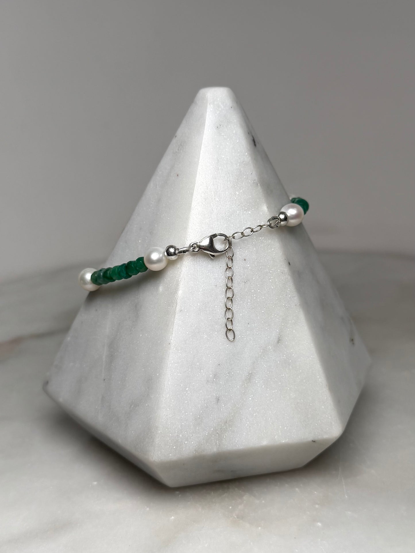 Emerald & Pearl Bracelet | Sterling Silver