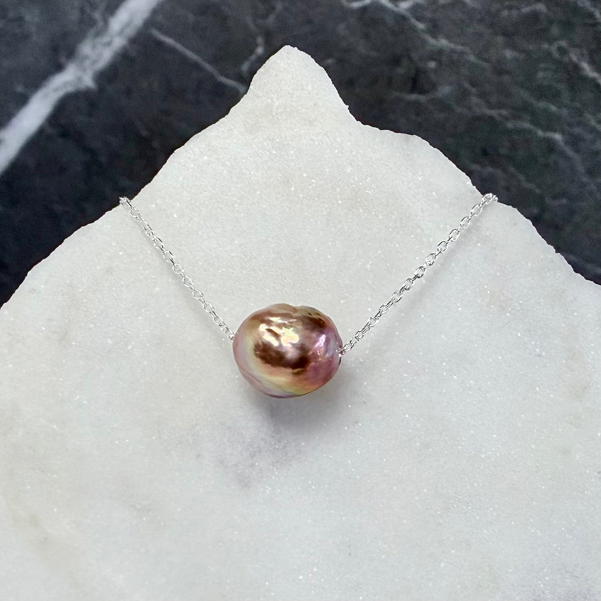 Freshwater Pearl Floating Necklace | Sterling Silver