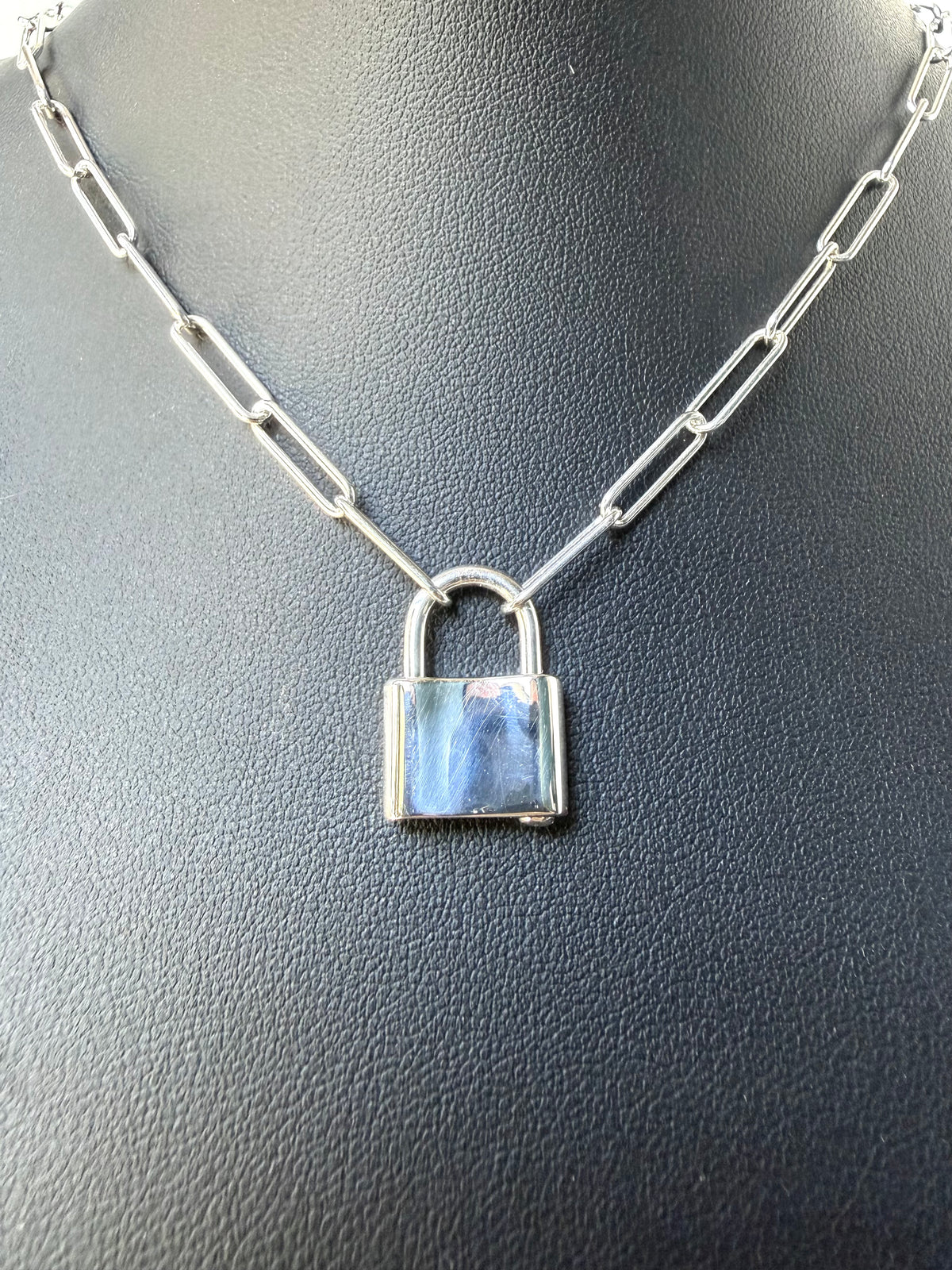 Padlock Necklace | Sterling Silver