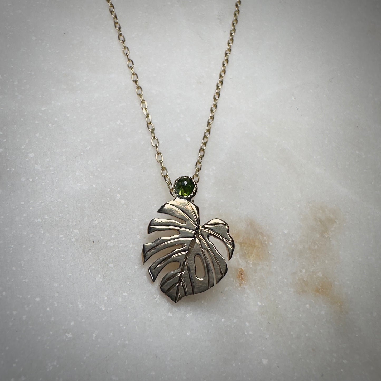 Monstera + Green Diamond Pendant