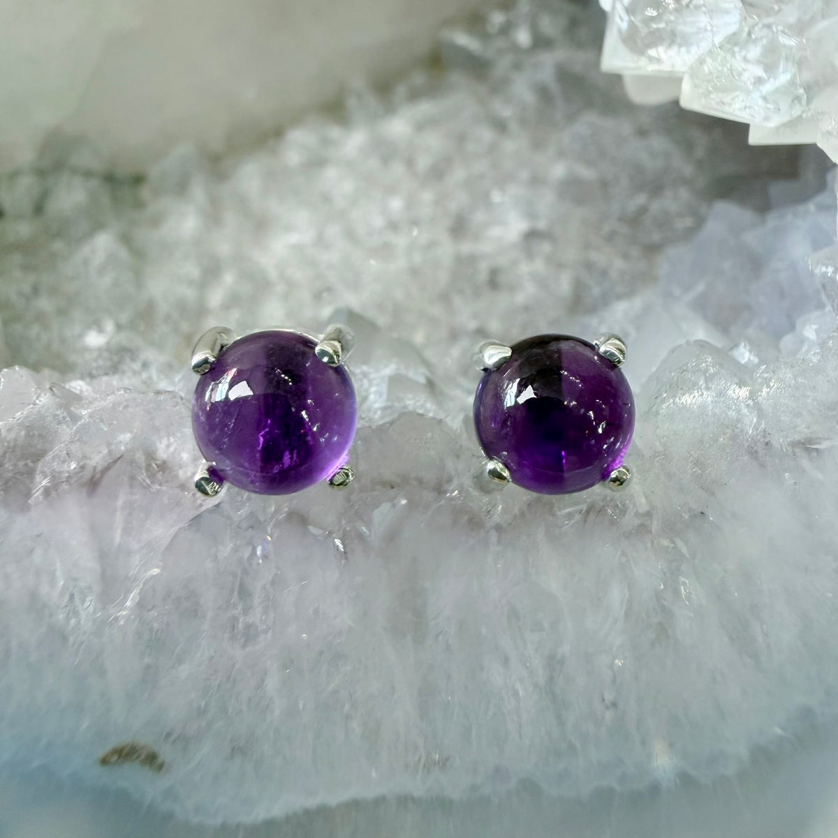 Amethyst Stud Earrings | Sterling Silver