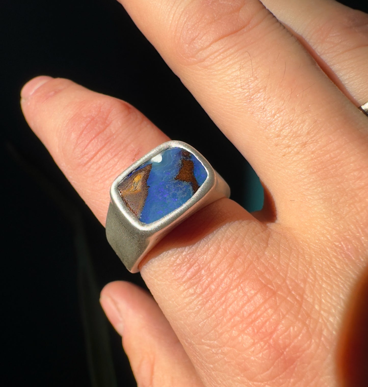 Boulder Opal Signet Ring