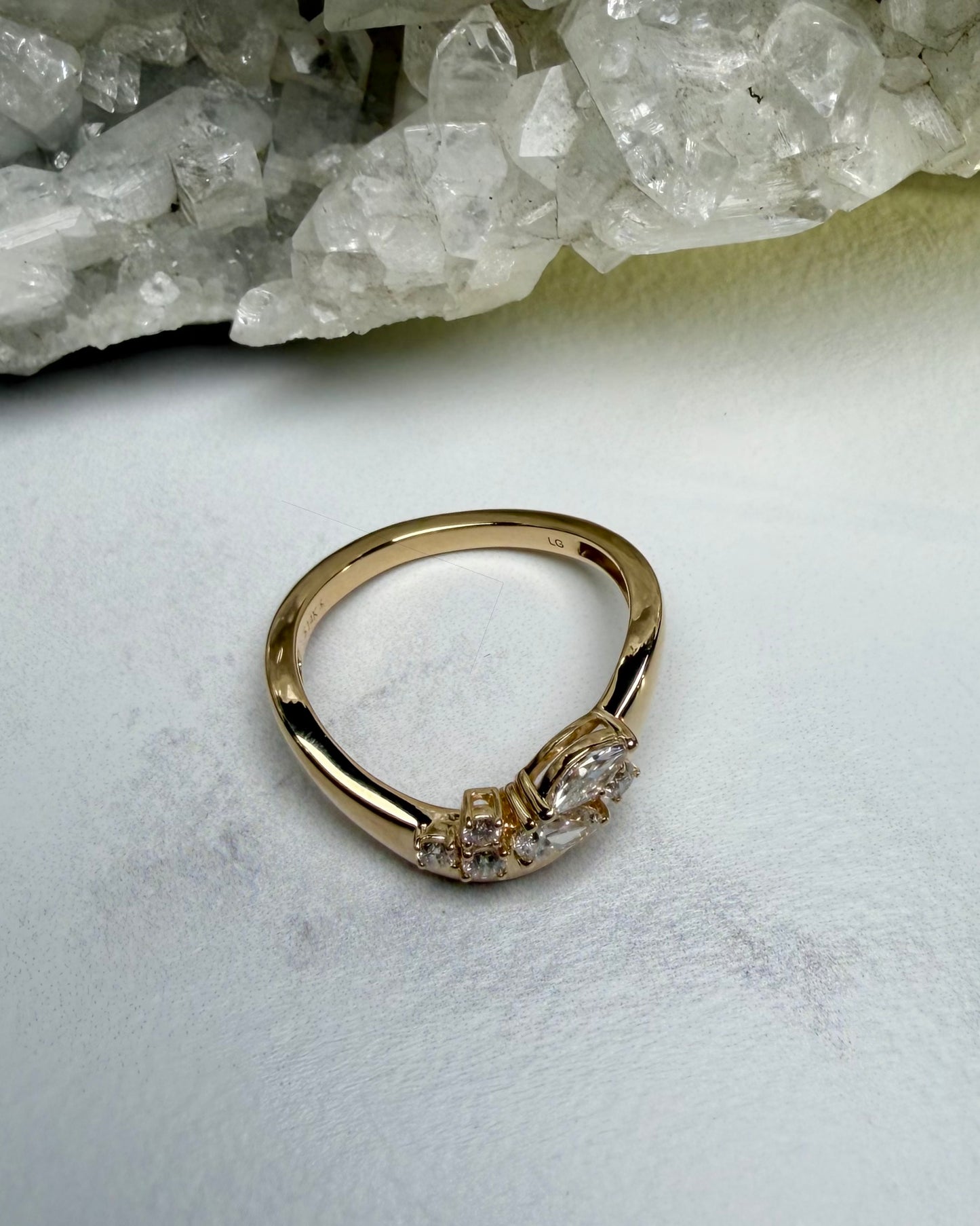 Asymmetrical Diamond Cluster Ring | 14k Yellow Gold
