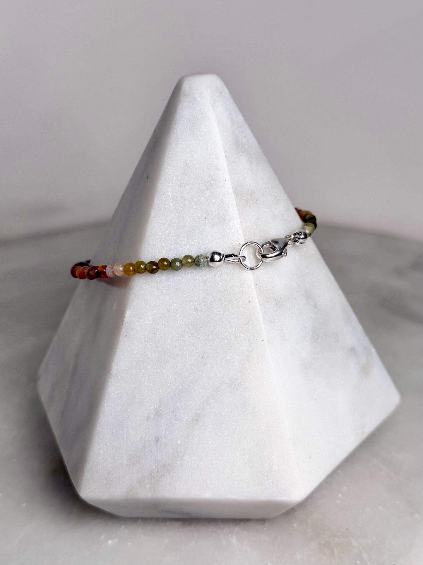 Cherry Blossom & Rainbow Ombre Agate Bracelet | Sterling Silver