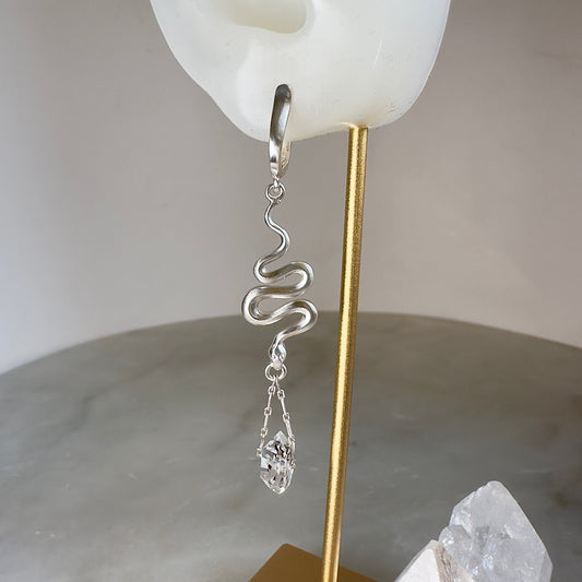 Serpent +Diamond Quartz Earring