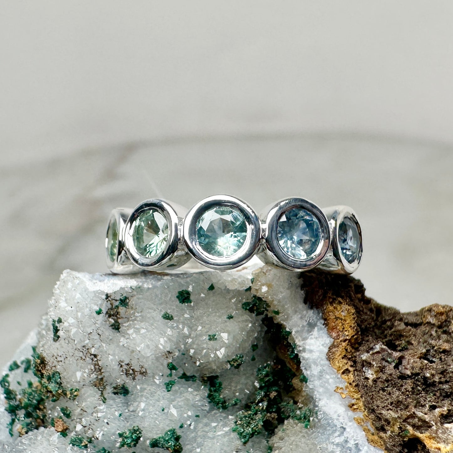 Five Stone Sapphire Ombre Ring | Sterling Silver
