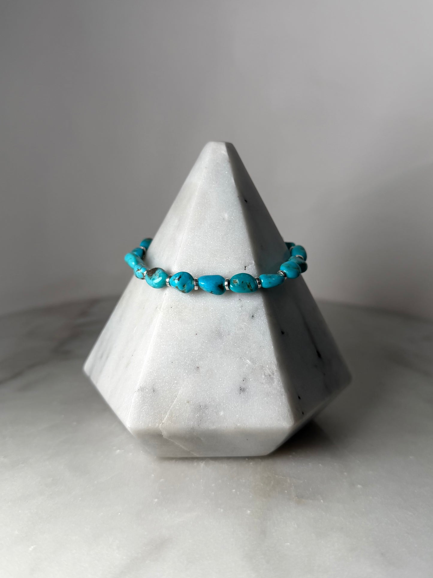 Turquoise & Silver Beaded Bracelet | Sterling Silver