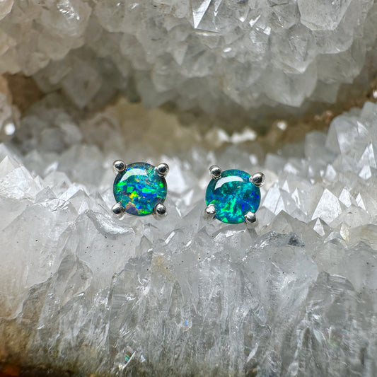 Australian Opal Stud Earrings | Sterling Silver
