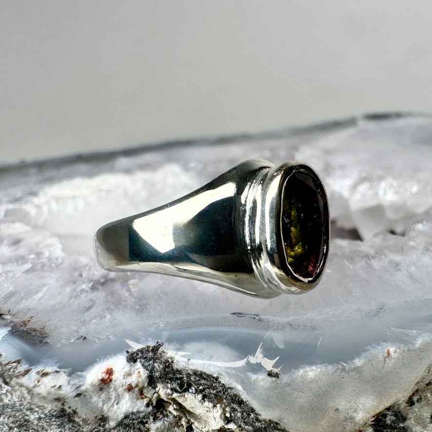 Watermelon Tourmaline Ring | Sterling Silver
