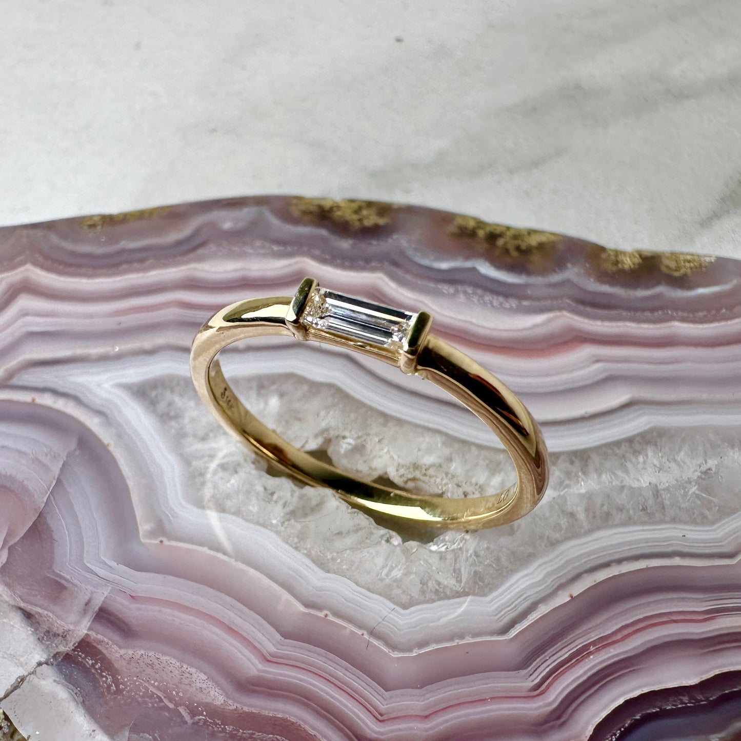 Minimalist Diamond Stacking Ring | 14k Yellow Gold