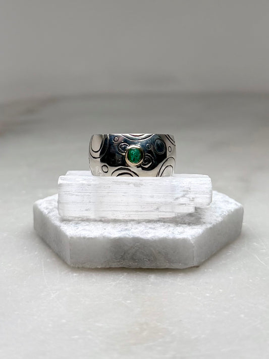 Columbian Emerald Bubble Ring | 14k Yellow Gold & Silver