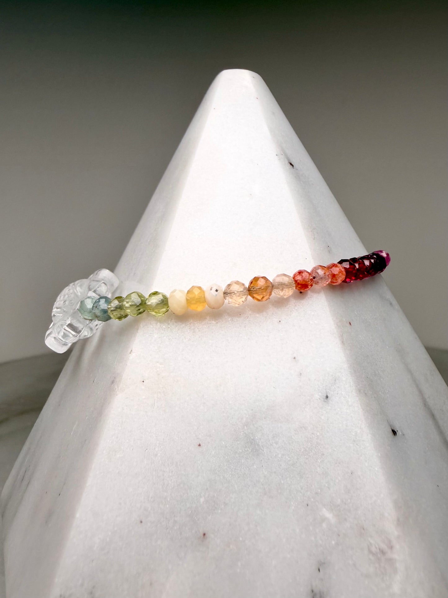 Rainbow Gemstone Lotus Bracelet | Sterling Silver