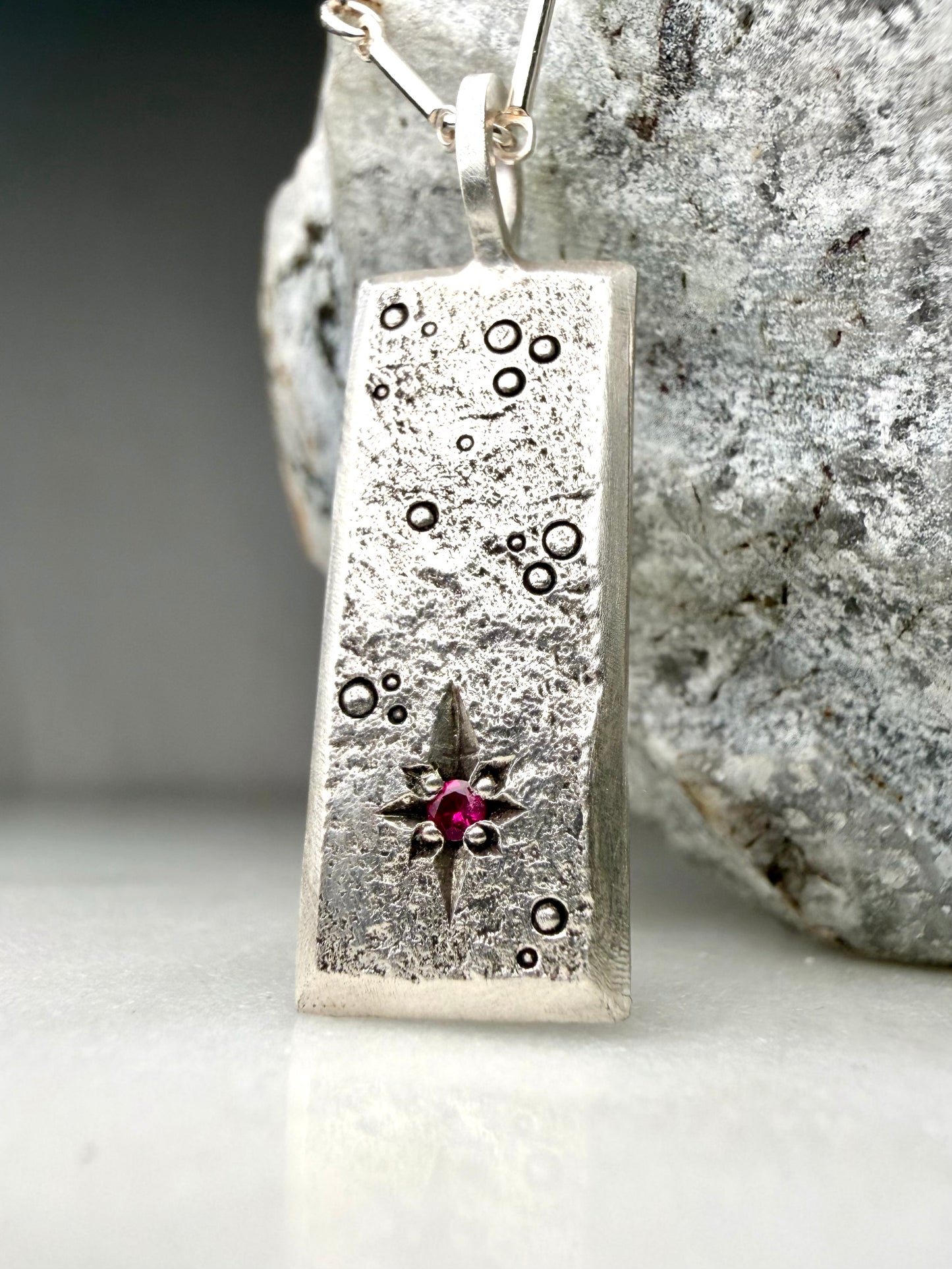 Celestial Ruby Charm Pendant | Sterling Silver