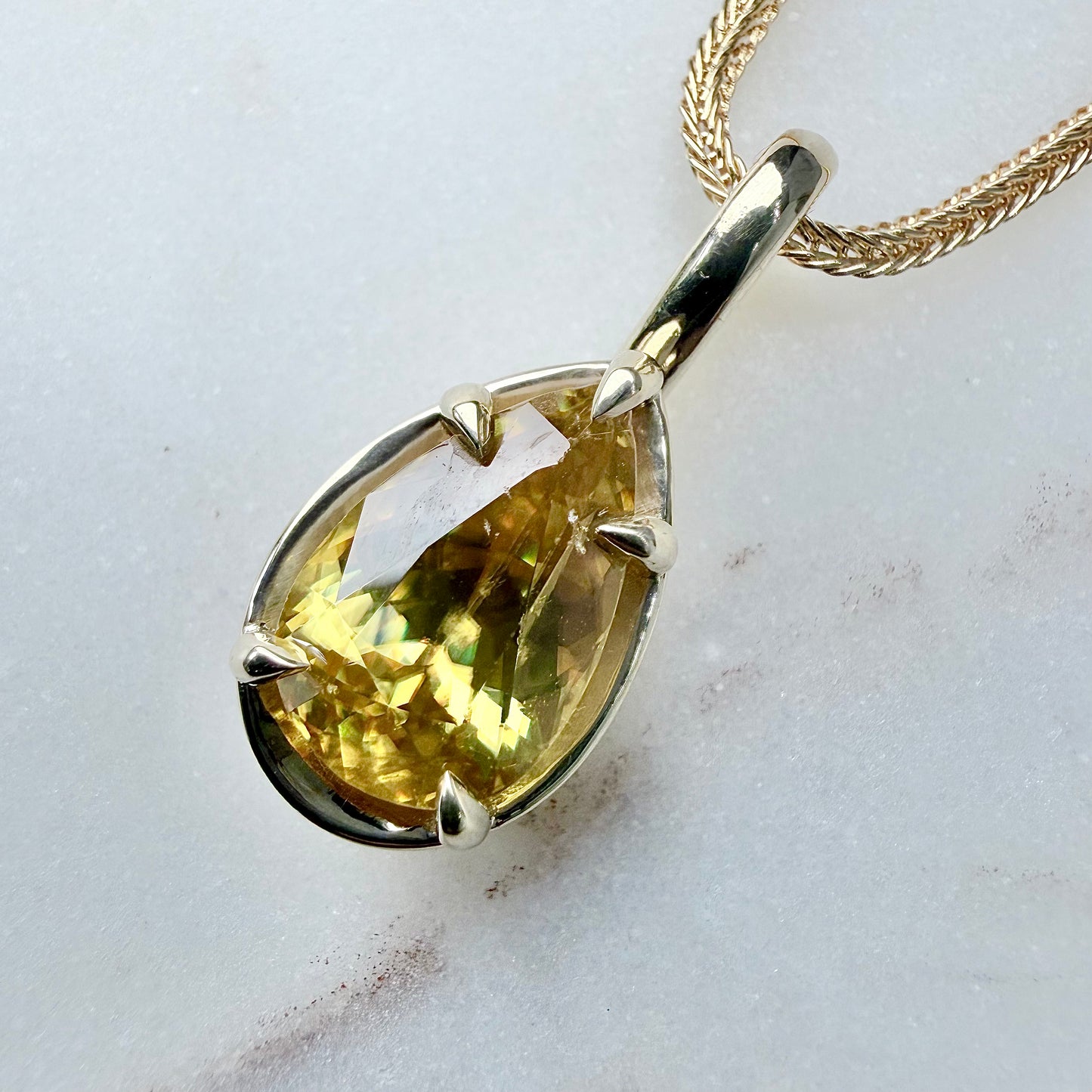 Golden Sphene Pendant | 14k Yellow Gold