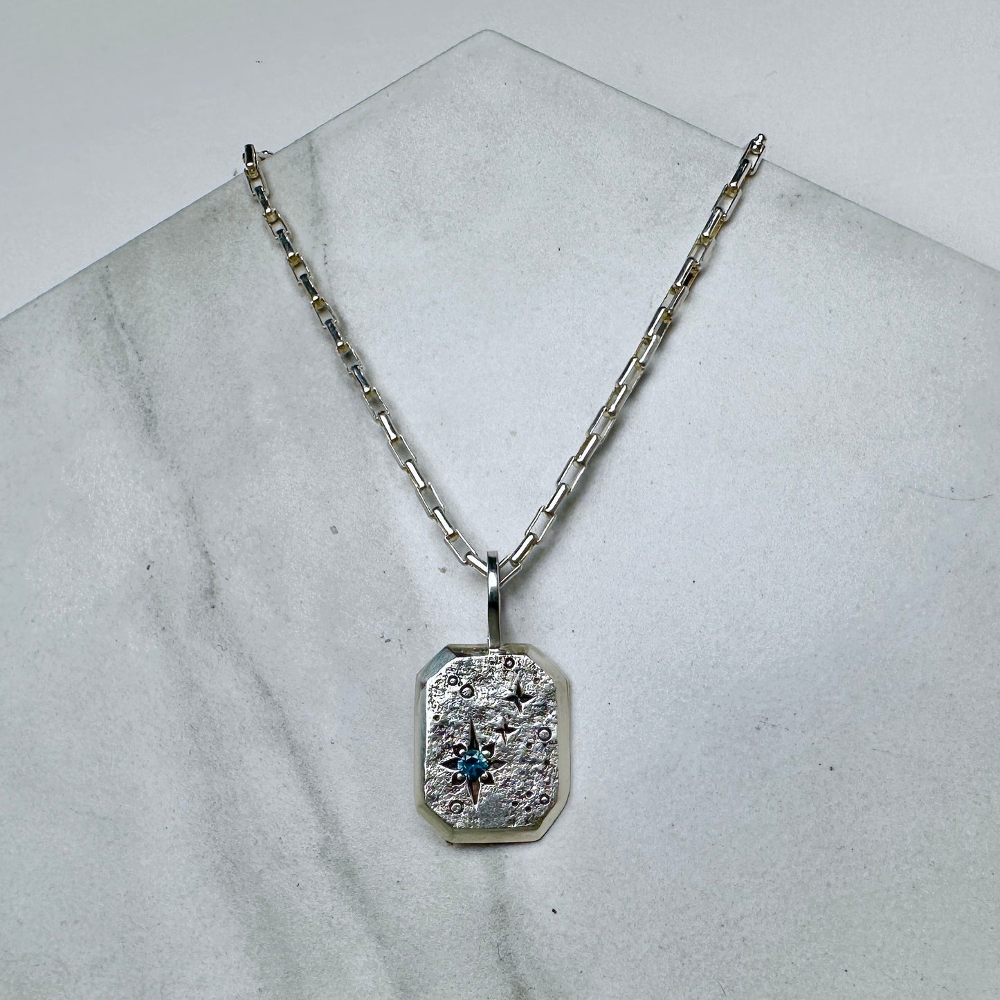 Celestial Sapphire Charm Pendant | Sterling Silver