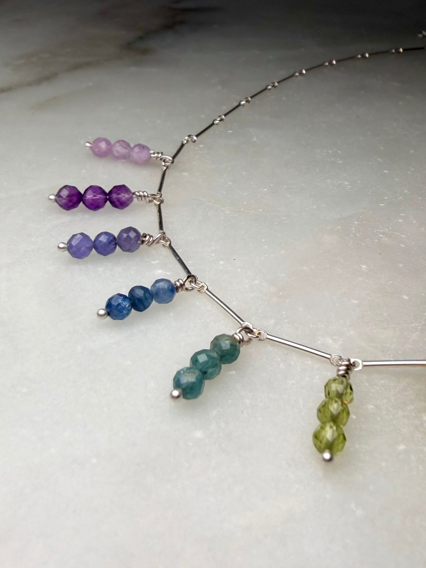 Rainbow Droplet Necklace | Sterling Silver