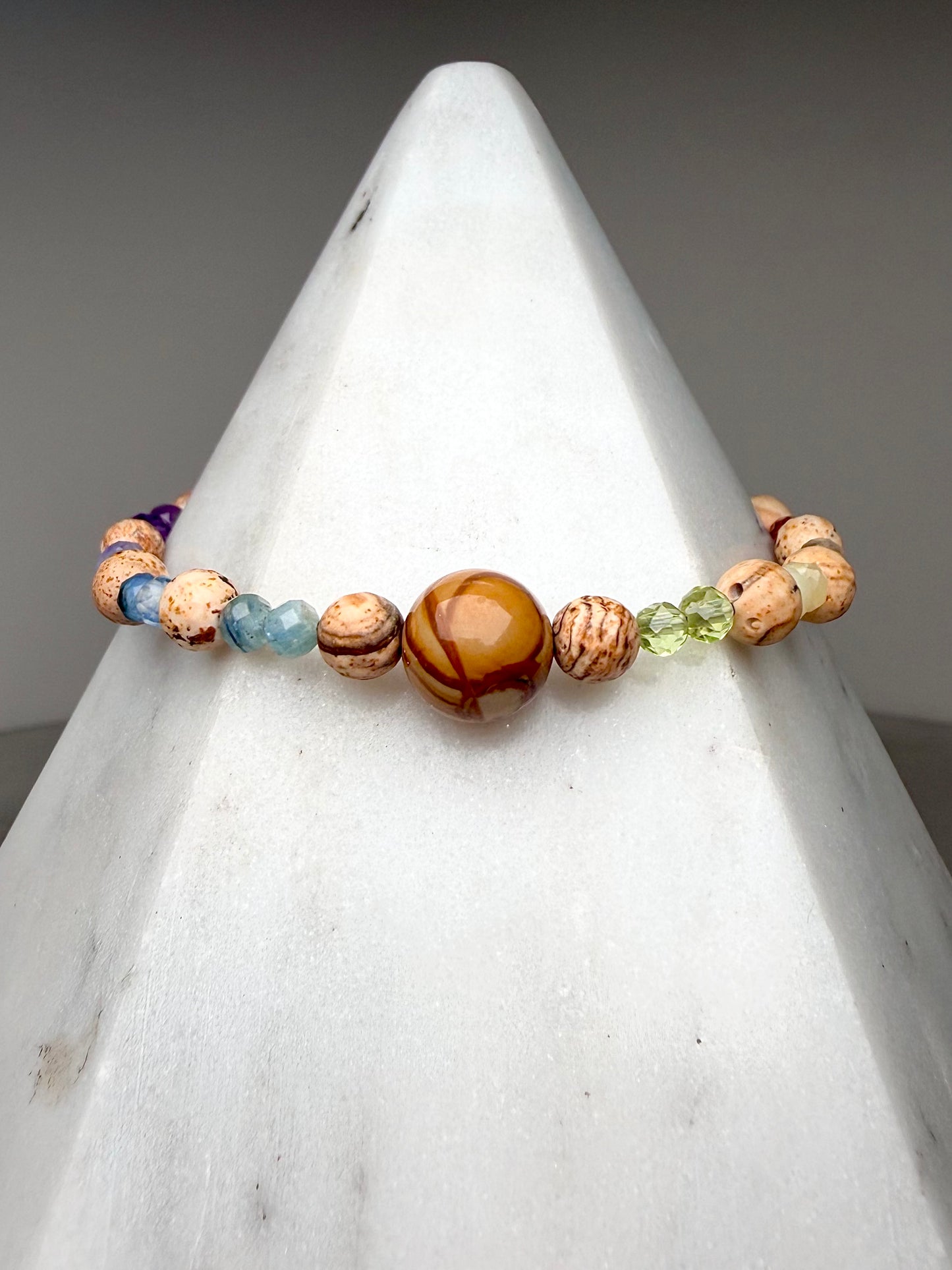Jasper & Rainbow Gemstone Bracelet | Sterling Silver