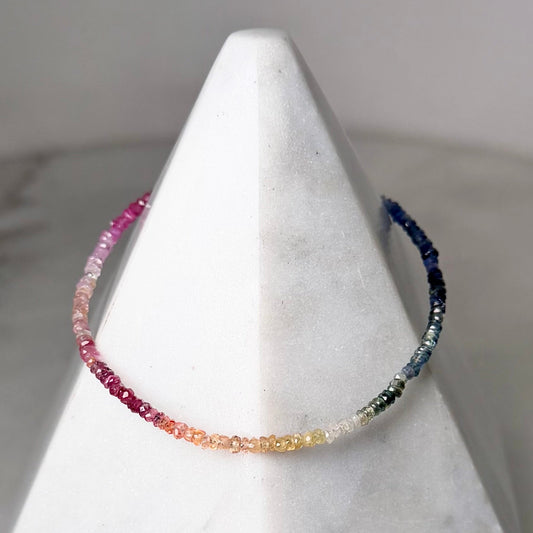 Rainbow Sapphire Beaded Bracelet | Sterling Silver