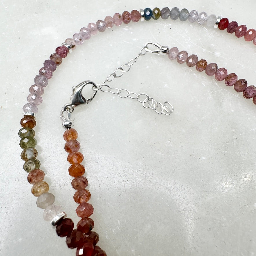 Multicolor Spinel Beaded Necklace | Sterling Silver