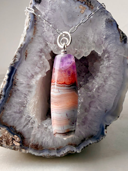 Rainbow Amethyst Pendulum Pendant | Sterling Silver