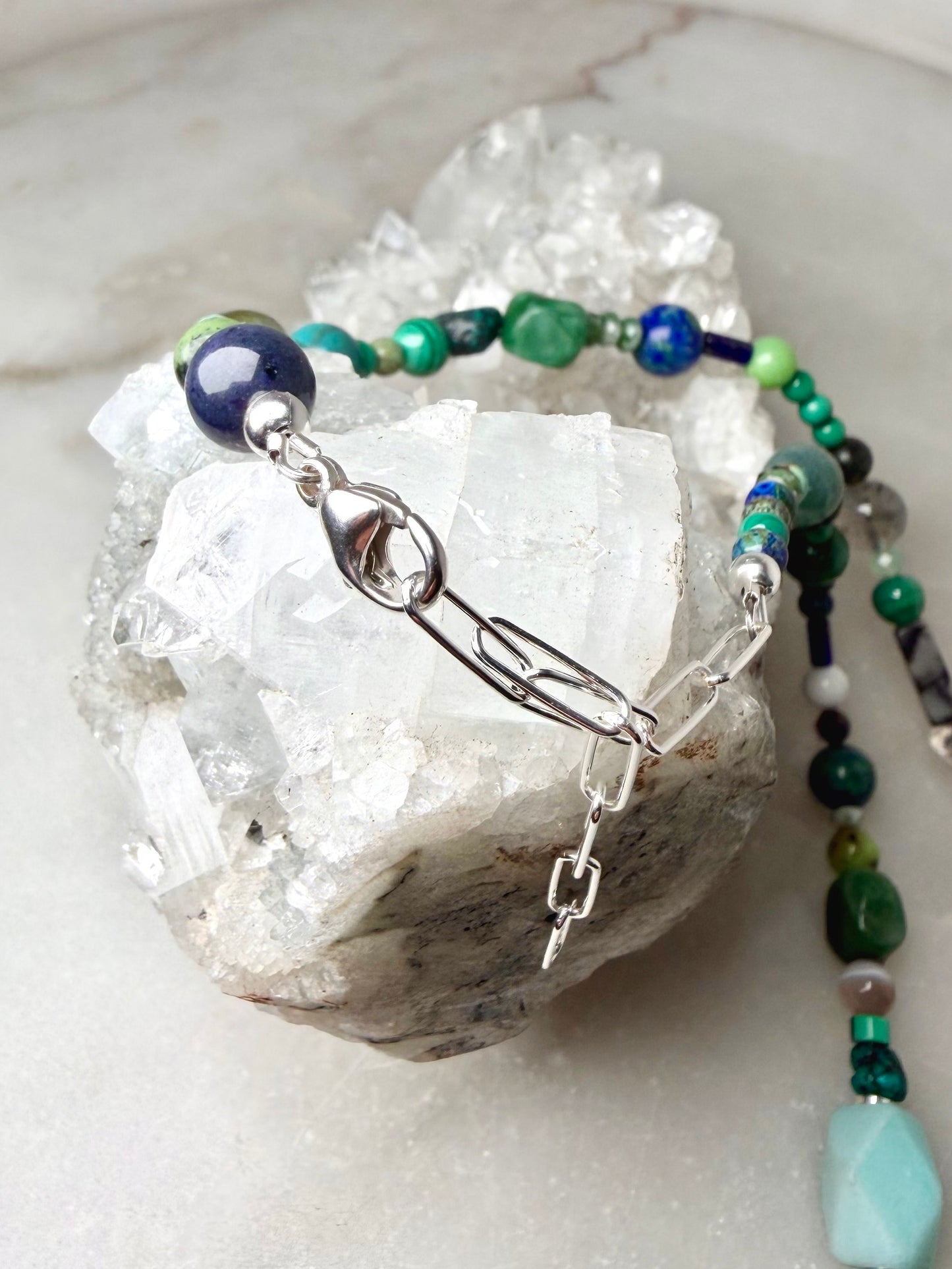 Mosaic Beaded Necklace | Sterling Silver
