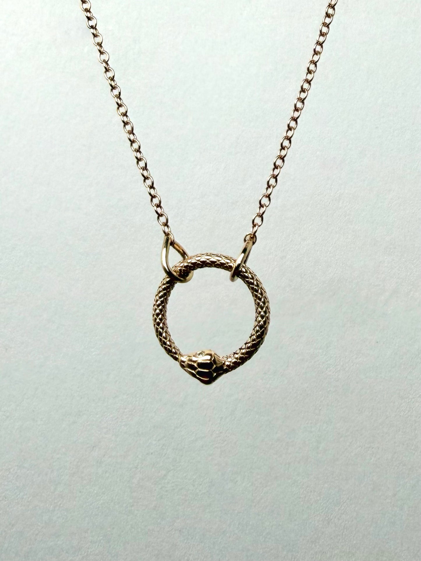 Ouroboros Serpent Necklace | 14k Yellow Gold