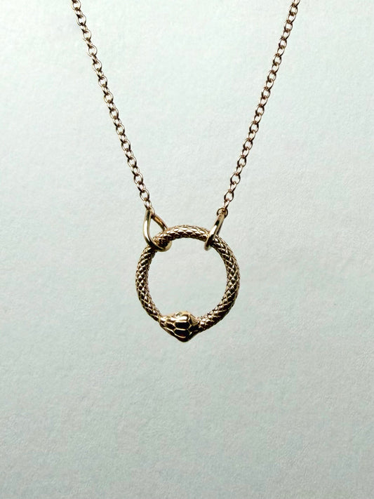 Ouroboros Serpent Necklace | 14k Yellow Gold