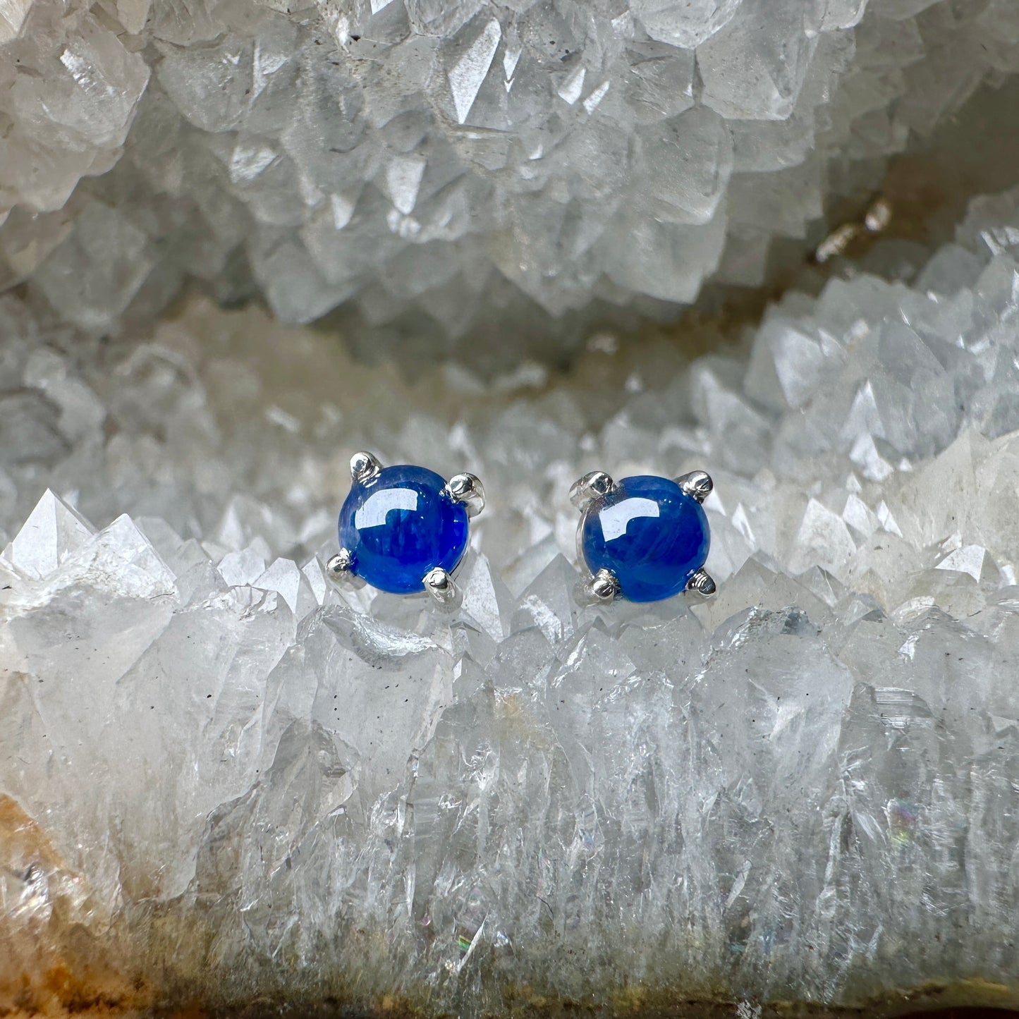 Blue Sapphire Stud Earrings | Sterling Silver