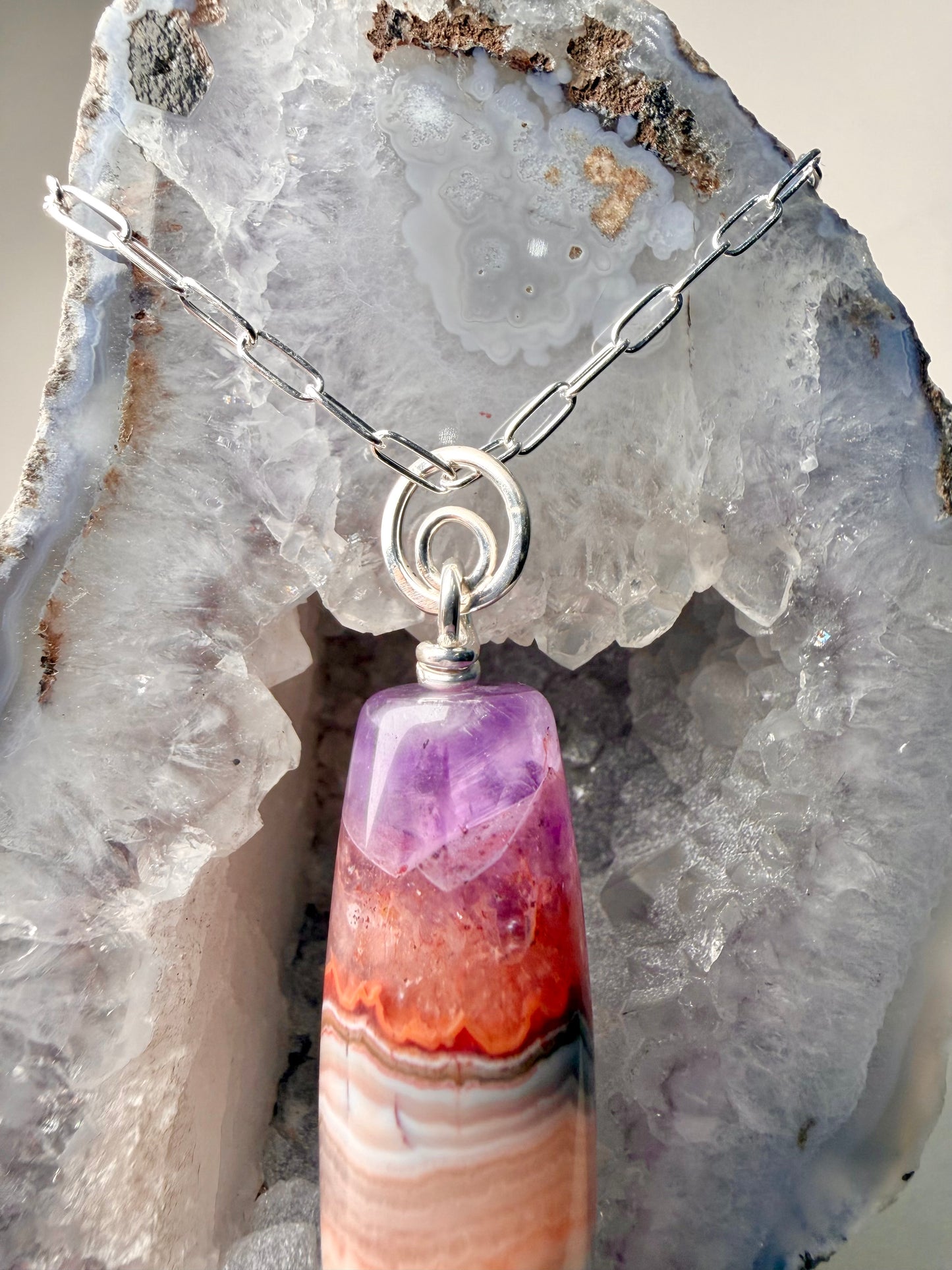 Rainbow Amethyst Pendulum Pendant | Sterling Silver