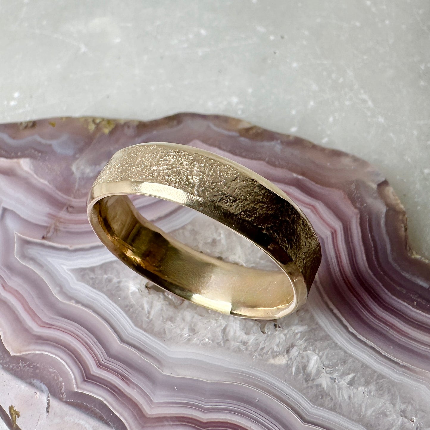 Beveled Granite Band | 14k Yellow Gold