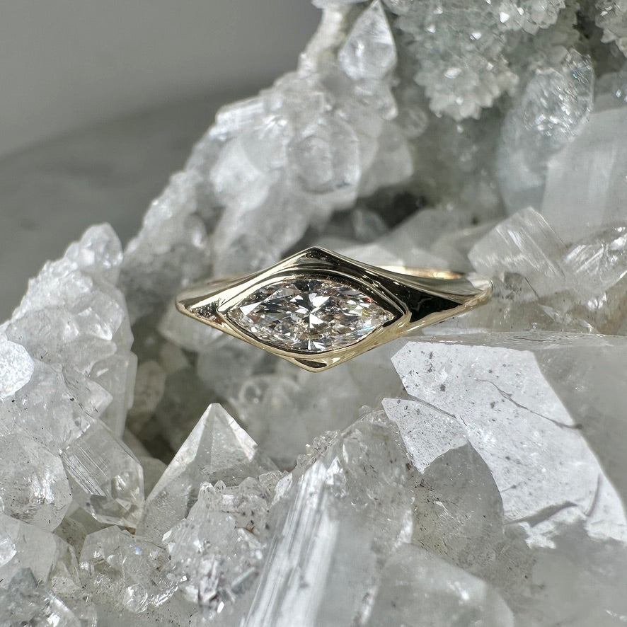 Marquise Diamond Ring in 14k Yellow Gold