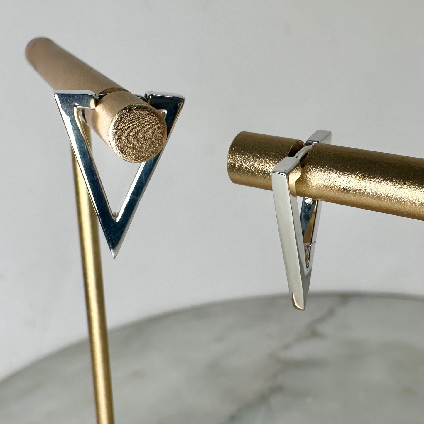 Geometric Triangle Huggie Earrings | Sterling Silver