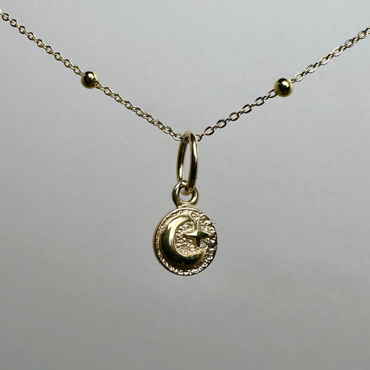 Star & Moon Charm | 14k Yellow Gold