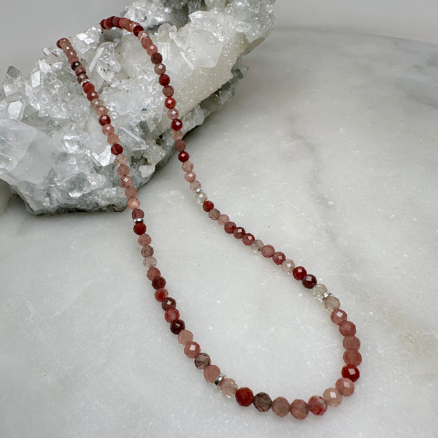 Faceted Andesine Beaded Necklace | Sterling Silver