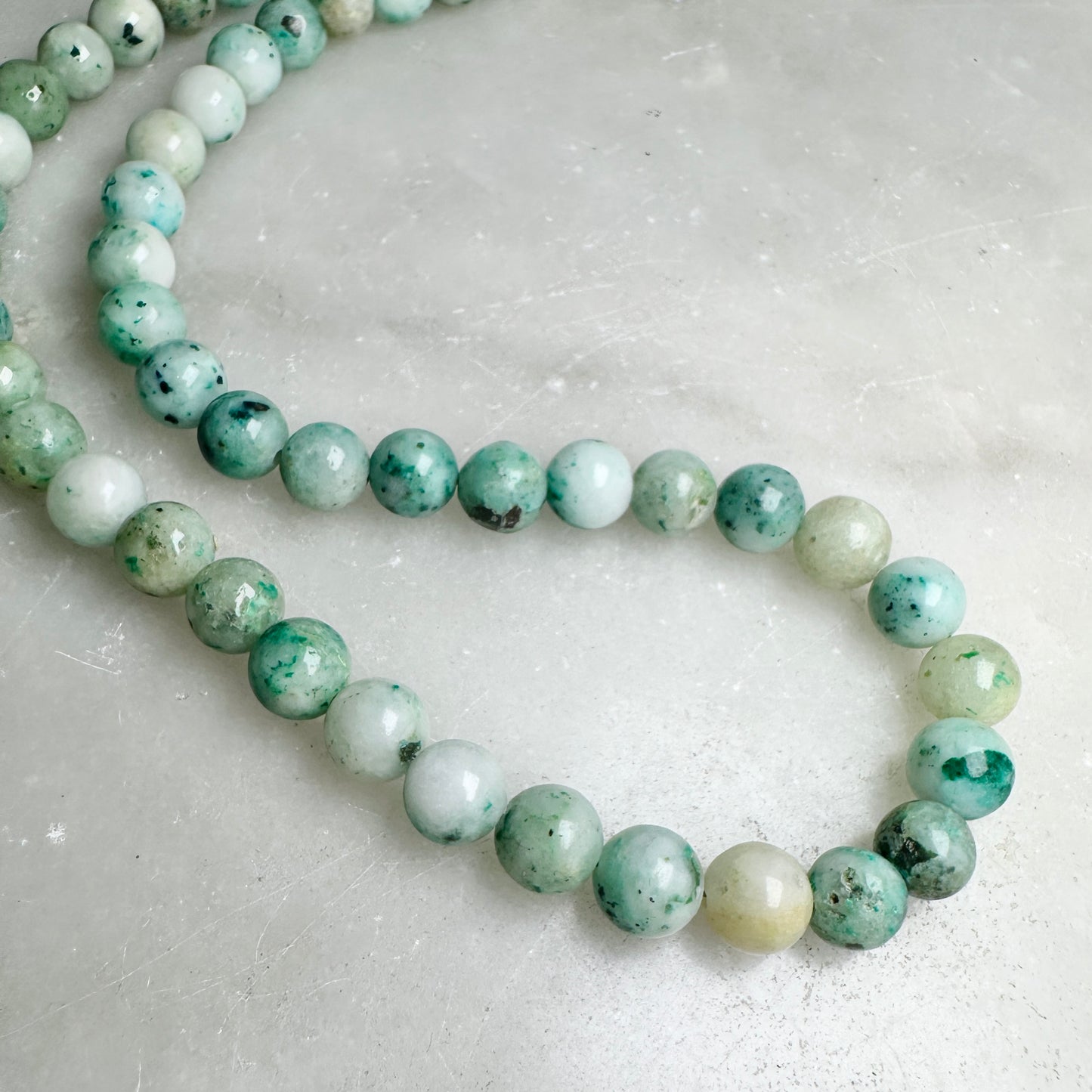 Sky Mountain Jade Beaded Necklace | Sterling Silver