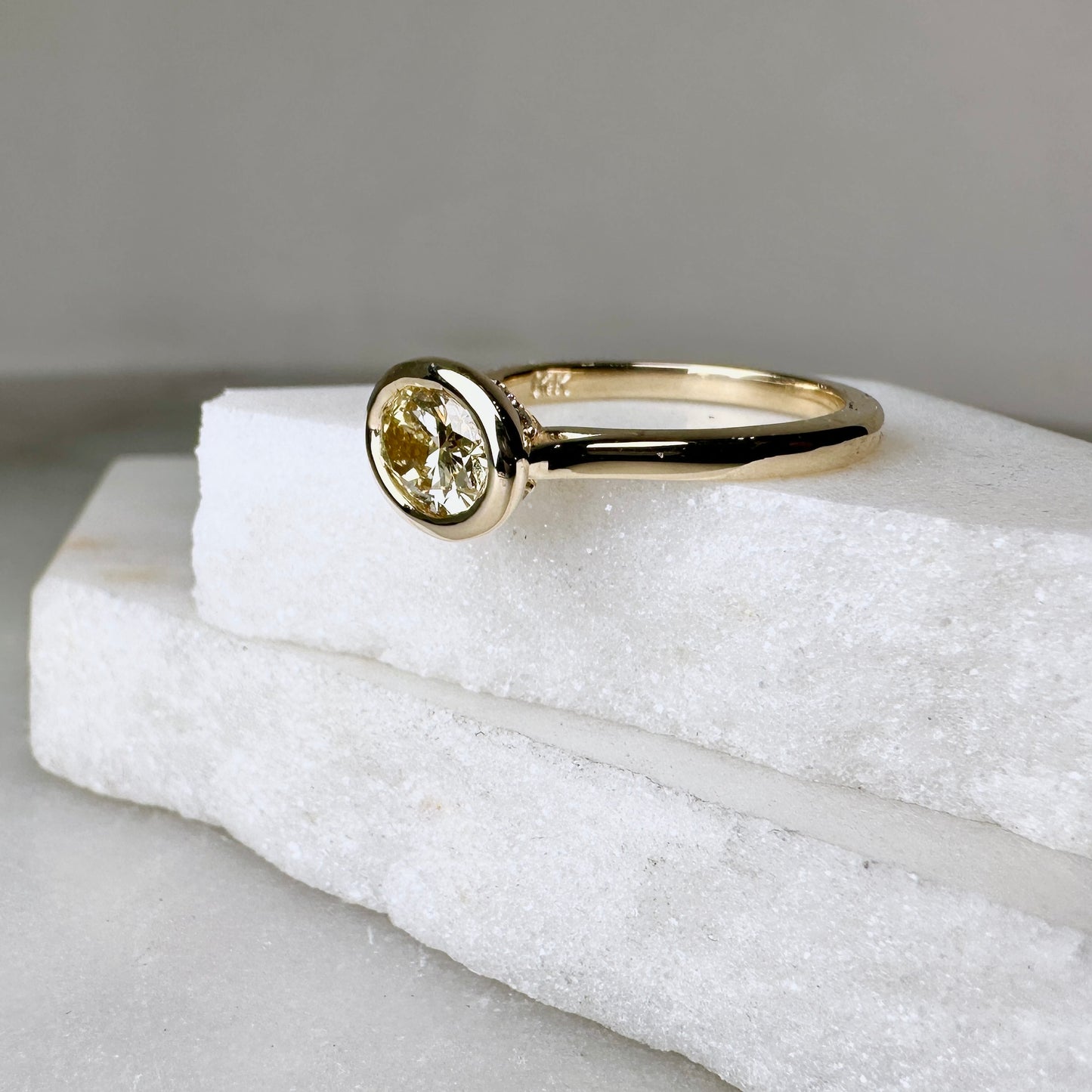 Yellow Diamond Hidden Halo Ring | 14k Yellow Gold