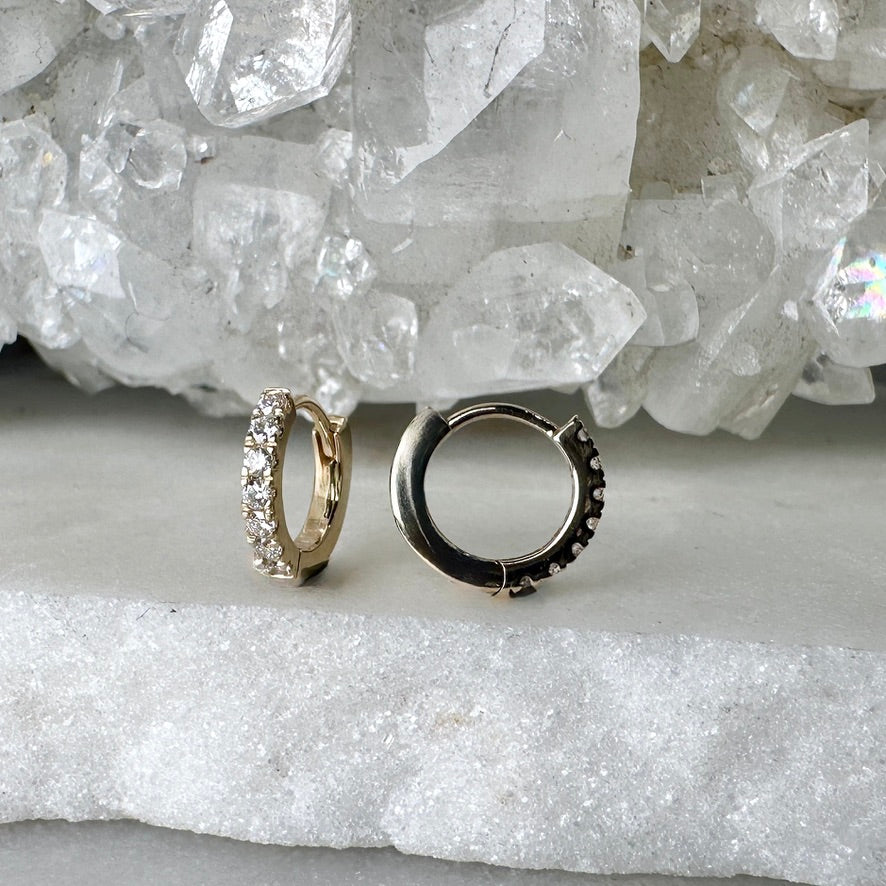 Diamond Huggie Earrings | 14k Yellow Gold