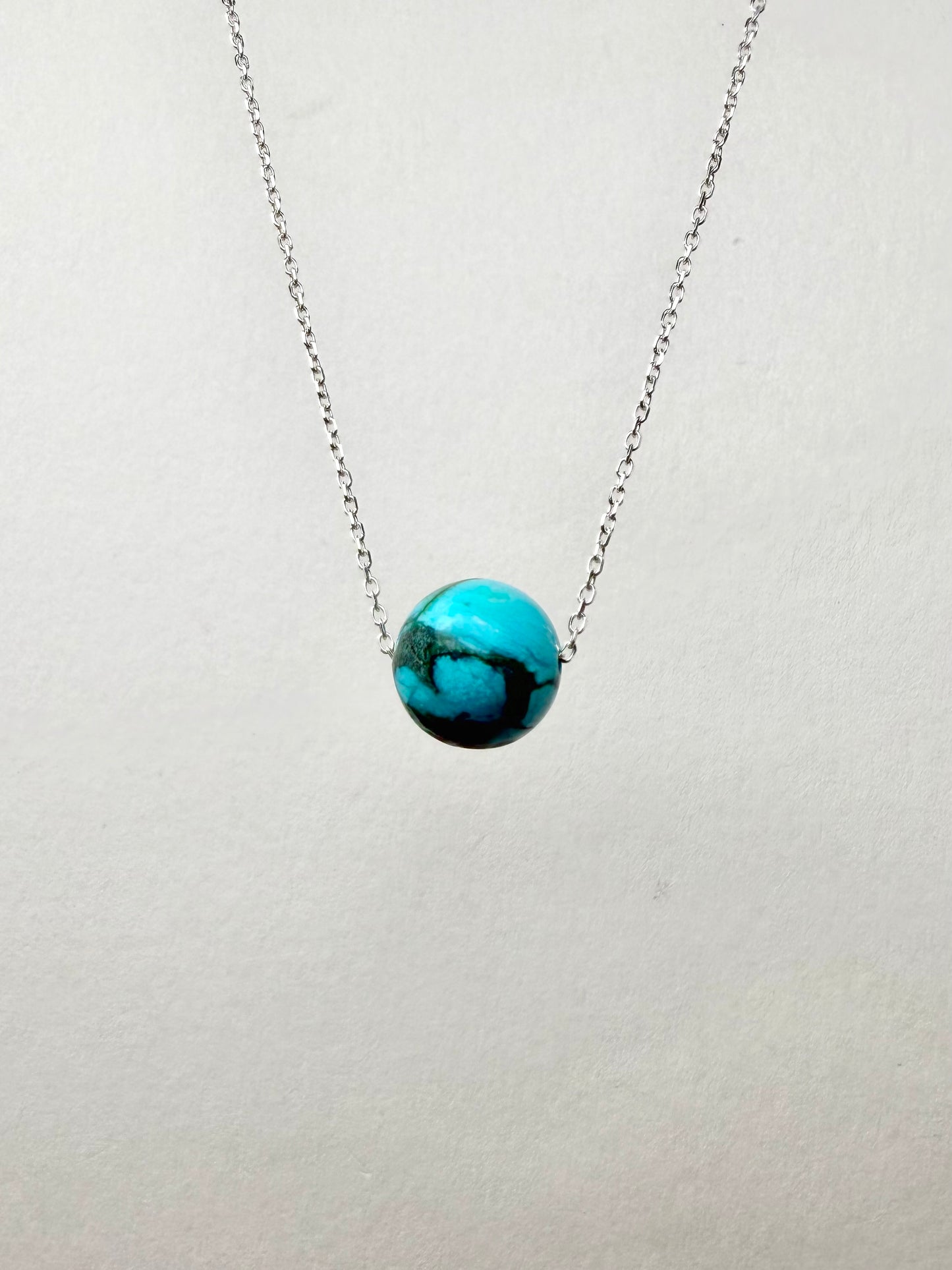 Chrysocolla Floating Necklace | Sterling Silver