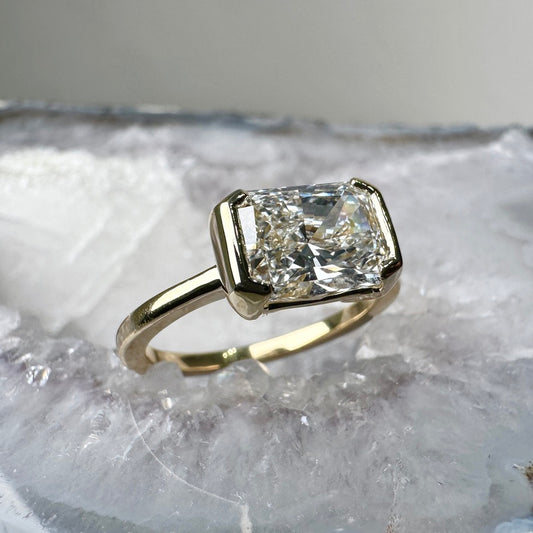 East West Radiant Diamond Ring | 14k Yellow Gold