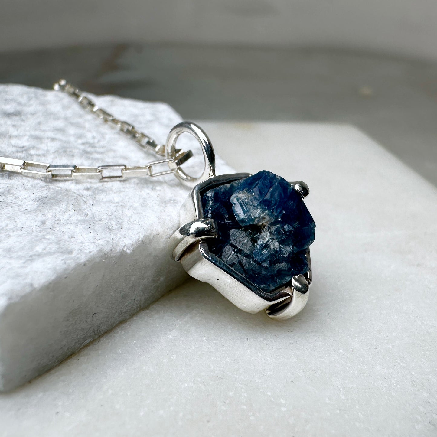 Sapphire Crystal Charm Pendant | Sterling Silver
