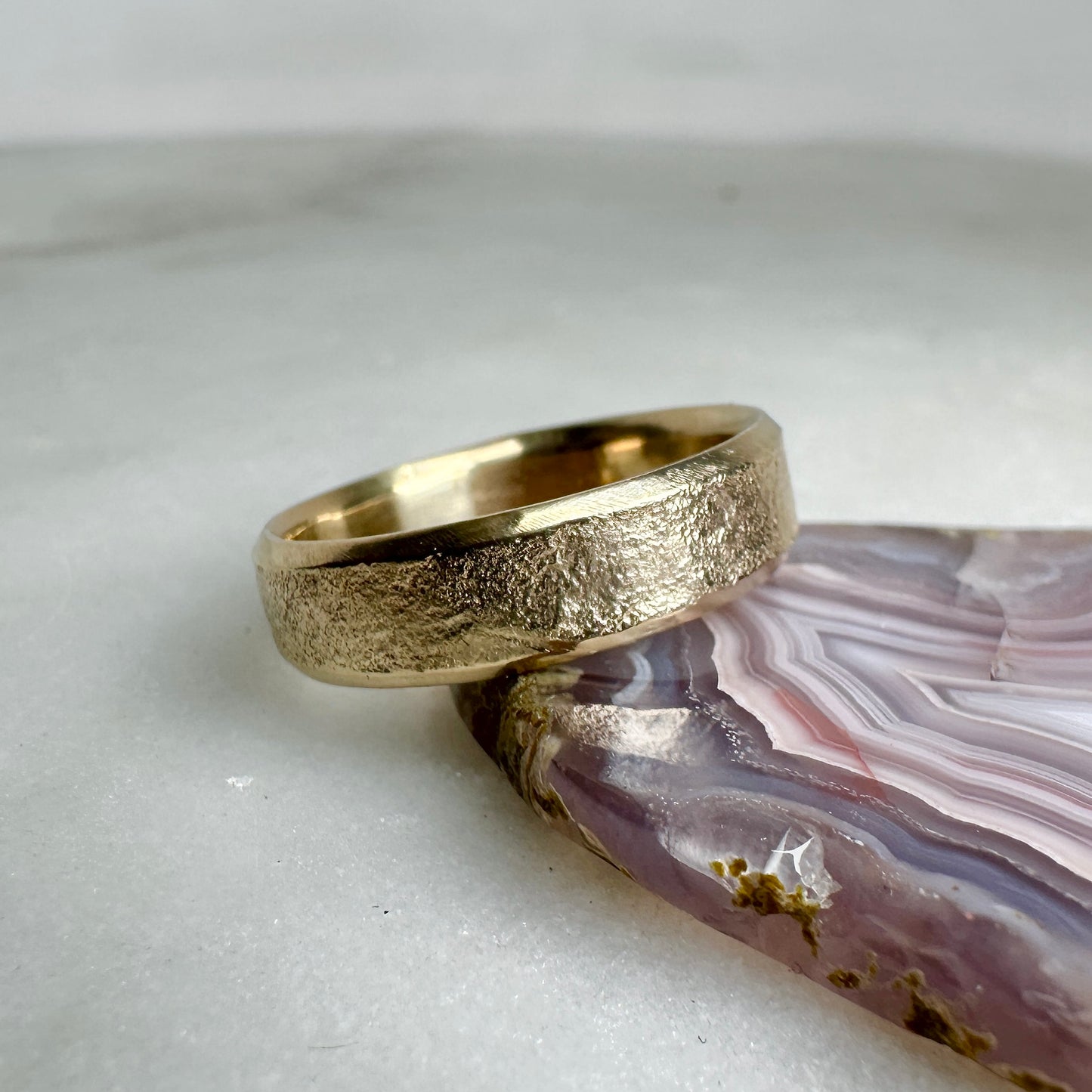 Beveled Granite Band | 14k Yellow Gold