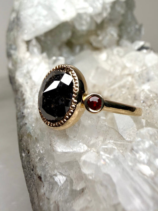 Royal Black Diamond Ring | 14k Yellow Gold