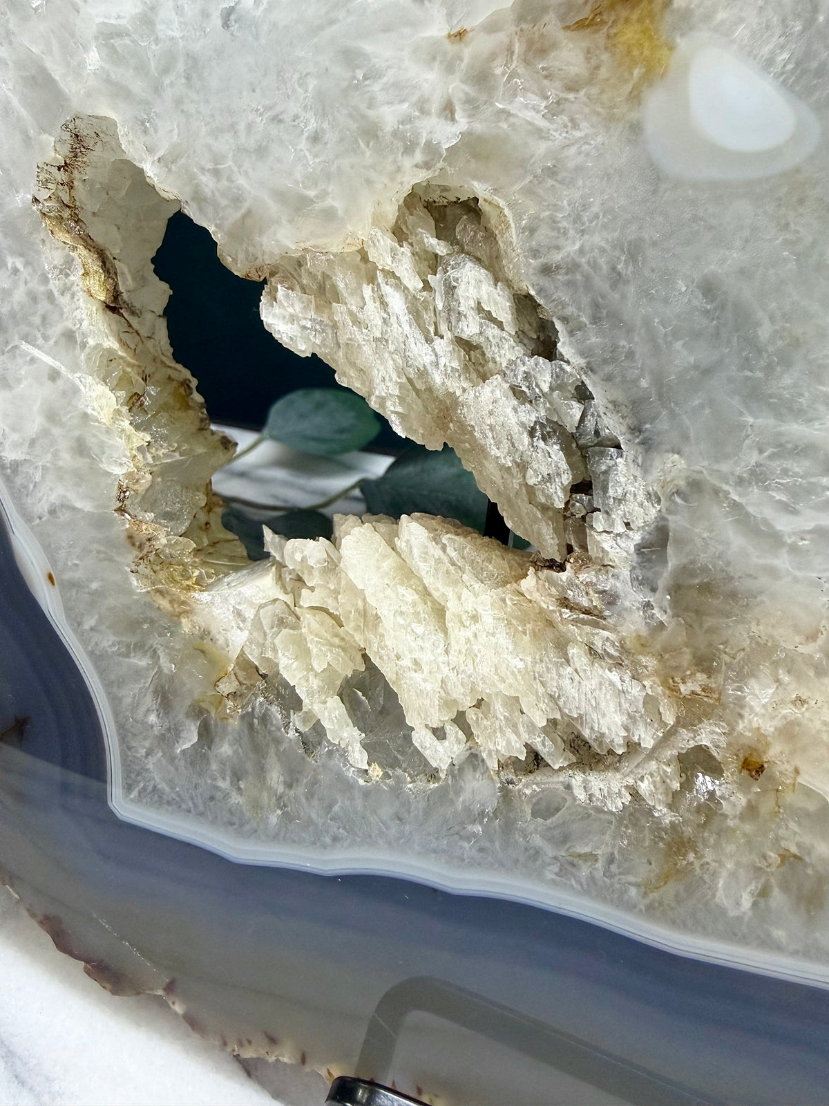 Agate Slice with Calcite | Cabinet Sized Mineral Specimen from Brazil