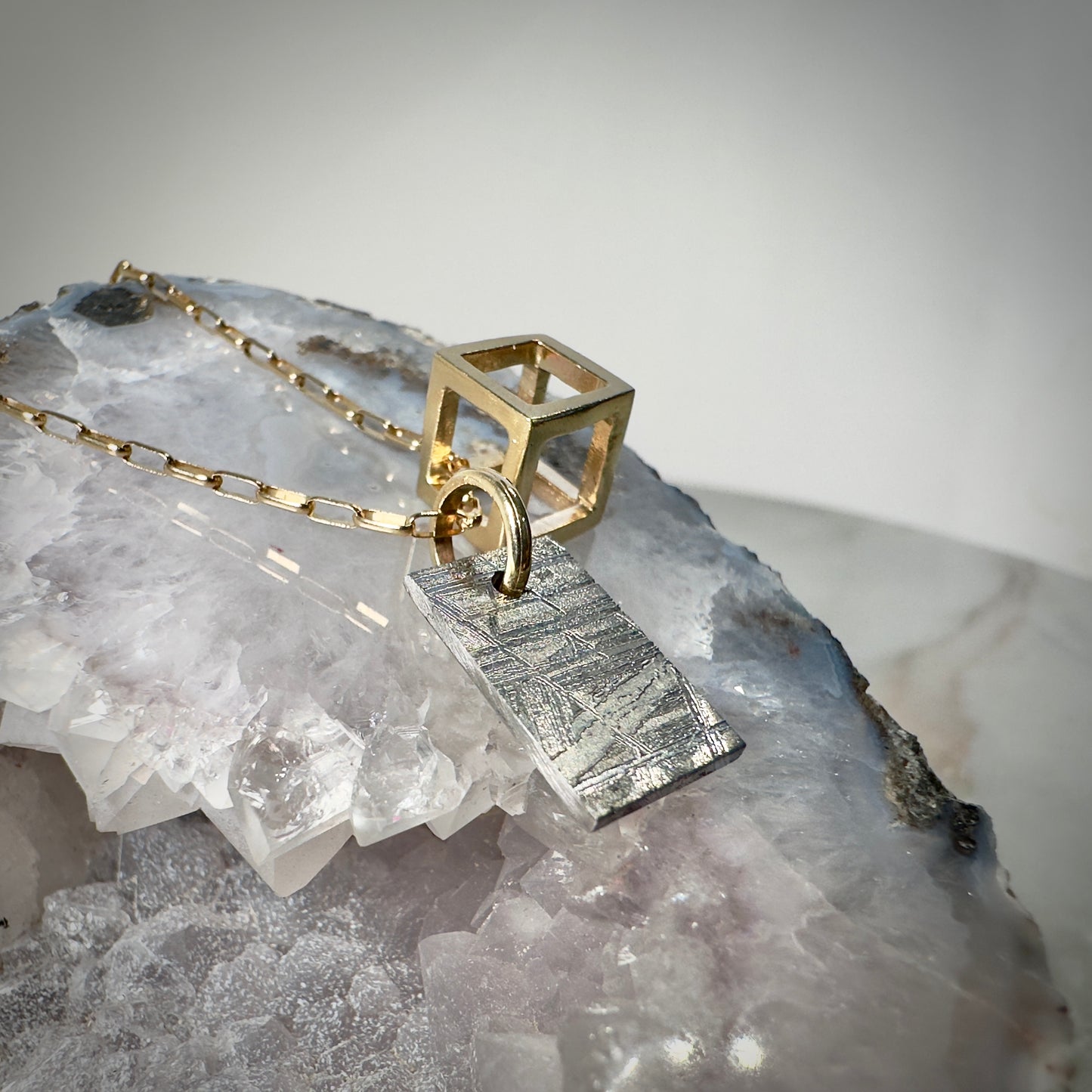 Gold Cube Pendant (Small)