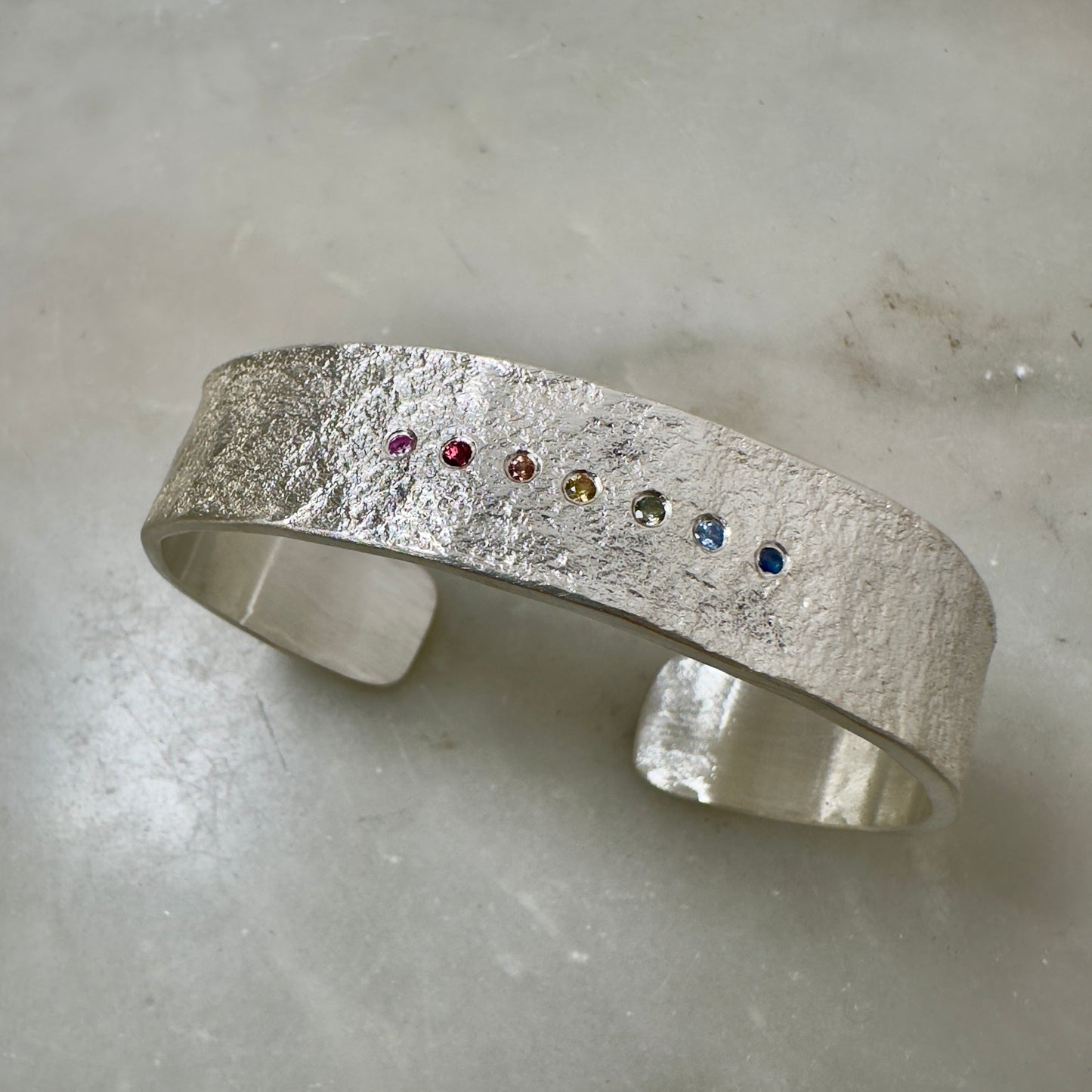 Rainbow Sapphire Granite Cuff Bracelet